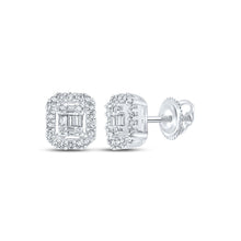 Load image into Gallery viewer, 14kt White Gold Baguette Diamond Cluster Earrings - Captivating Brilliance - Splendid Jewellery