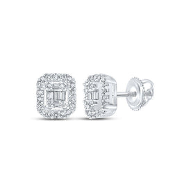 14kt White Gold Baguette Diamond Cluster Earrings - Captivating Brilliance - Splendid Jewellery