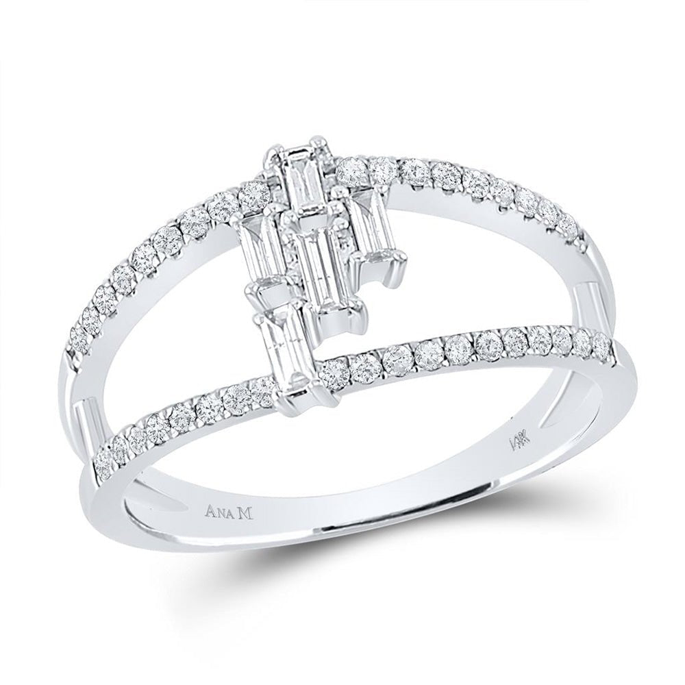 14kt White Gold Baguette Diamond Cluster Fashion Ring - A Mesmerizing Beauty - Splendid Jewellery