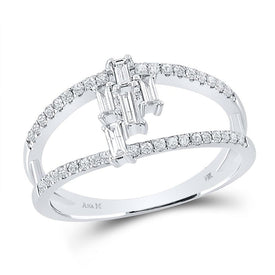 14kt White Gold Baguette Diamond Cluster Fashion Ring - A Mesmerizing Beauty - Splendid Jewellery