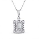 14kt White Gold Baguette Diamond Cluster Square Pendant - A Mesmerizing Masterpiece of Elegance - Splendid Jewellery