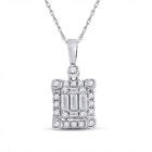 14kt White Gold Baguette Diamond Cluster Square Pendant - A Mesmerizing Masterpiece of Elegance - Splendid Jewellery