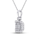 14kt White Gold Baguette Diamond Cluster Square Pendant - A Mesmerizing Masterpiece of Elegance - Splendid Jewellery