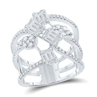 14kt White Gold Baguette Diamond Cluster Strand Fashion Ring: A Mesmerizing Masterpiece - Top View