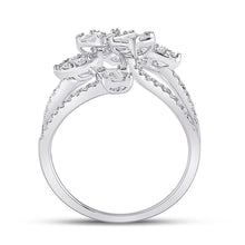Load image into Gallery viewer, 14kt White Gold Baguette Diamond Cluster Strand Fashion Ring: A Mesmerizing Masterpiece - Splendid Jewellery