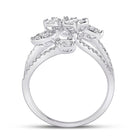 14kt White Gold Baguette Diamond Cluster Strand Fashion Ring: A Mesmerizing Masterpiece - Splendid Jewellery