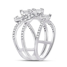 Load image into Gallery viewer, 14kt White Gold Baguette Diamond Cluster Strand Fashion Ring: A Mesmerizing Masterpiece - Splendid Jewellery