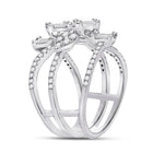14kt White Gold Baguette Diamond Cluster Strand Fashion Ring: A Mesmerizing Masterpiece - Splendid Jewellery