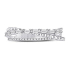 14kt White Gold Baguette Diamond Crossover Band Ring - A Dazzling Statement Piece - Front View