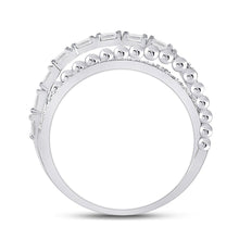 Load image into Gallery viewer, 14kt White Gold Baguette Diamond Crossover Band Ring - A Dazzling Statement Piece - Splendid Jewellery