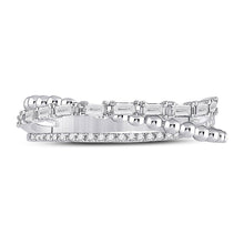 Load image into Gallery viewer, 14kt White Gold Baguette Diamond Crossover Band Ring - A Dazzling Statement Piece - Splendid Jewellery