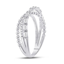 Load image into Gallery viewer, 14kt White Gold Baguette Diamond Crossover Band Ring - A Dazzling Statement Piece - Second Side View