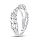 14kt White Gold Baguette Diamond Crossover Band Ring - A Dazzling Statement Piece - Second Side View