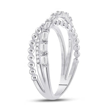Load image into Gallery viewer, 14kt White Gold Baguette Diamond Crossover Band Ring - A Dazzling Statement Piece - Splendid Jewellery