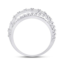 Load image into Gallery viewer, 14kt White Gold Baguette Diamond Crossover Band Ring - A Dazzling Statement Piece - Side View
