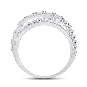 14kt White Gold Baguette Diamond Crossover Band Ring - A Dazzling Statement Piece - Splendid Jewellery