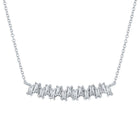 14kt White Gold Baguette Diamond Curved Bar Necklace: A Radiant Symphony of Elegance and Sparkle - Splendid Jewellery