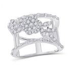14kt White Gold Baguette Diamond Flower Anniversary Ring - A Mesmerizing Floral Delight - Splendid Jewellery