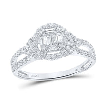 Load image into Gallery viewer, 14kt White Gold Baguette Diamond Halo Fashion Ring - Mesmerizing Brilliance - Top View