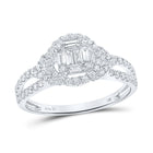 14kt White Gold Baguette Diamond Halo Fashion Ring - Mesmerizing Brilliance - Top View