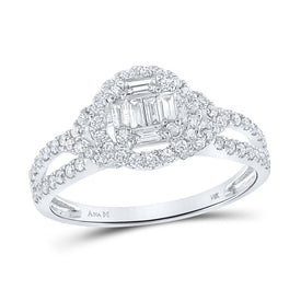 14kt White Gold Baguette Diamond Halo Fashion Ring - Mesmerizing Brilliance - Top View