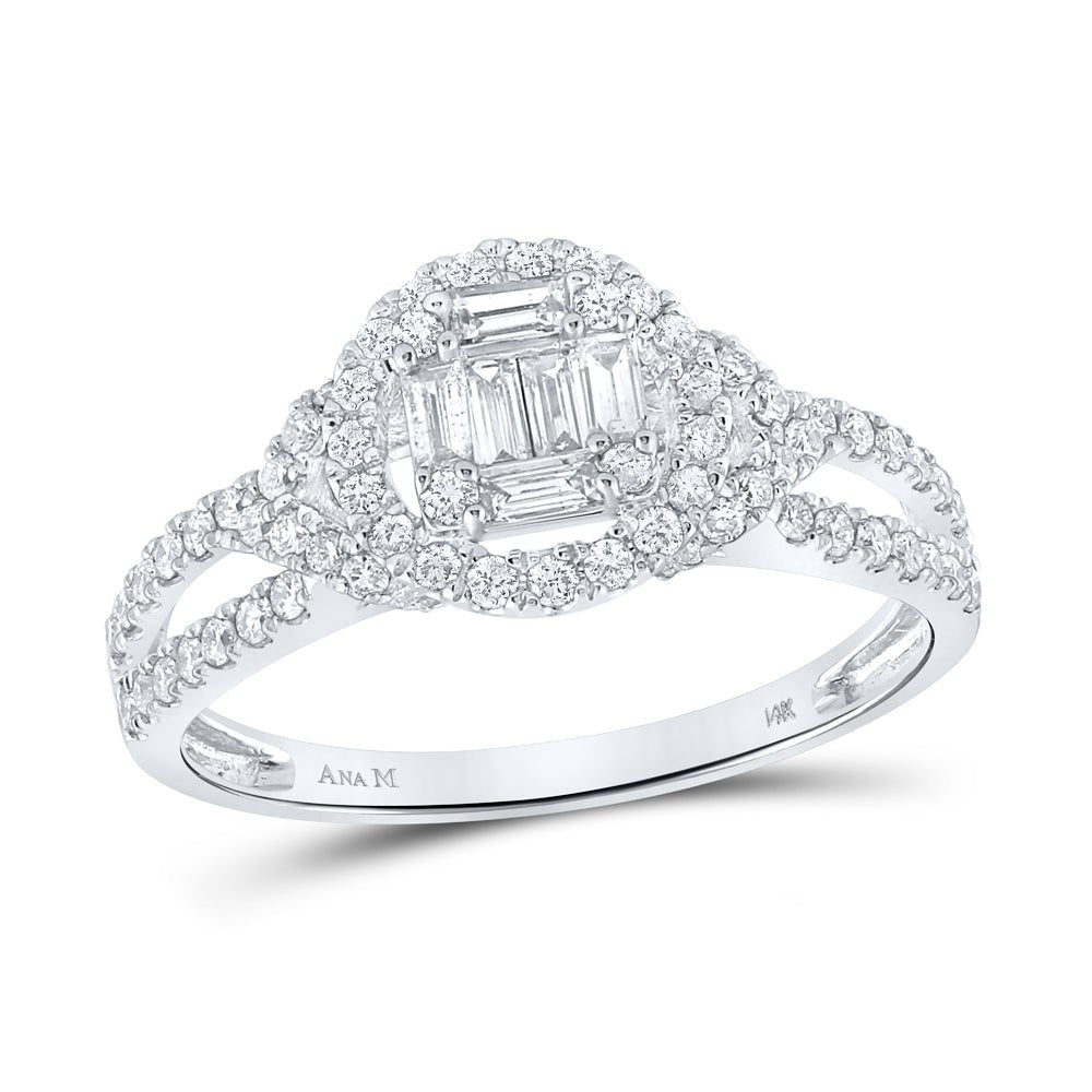 14kt White Gold Baguette Diamond Halo Fashion Ring - Mesmerizing Brilliance - Splendid Jewellery