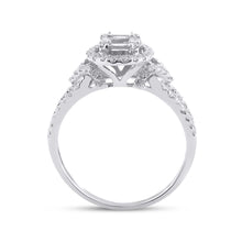 Load image into Gallery viewer, 14kt White Gold Baguette Diamond Halo Fashion Ring - Mesmerizing Brilliance - Second Side View
