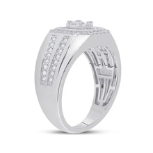 Load image into Gallery viewer, 14kt White Gold Baguette Diamond Octagon Cluster Men&#39;s Ring - 3/4 Cttw - Second Side View