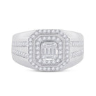 14kt White Gold Baguette Diamond Octagon Cluster Men's Ring - 3/4 Cttw - Splendid Jewellery