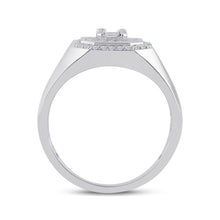 Load image into Gallery viewer, 14kt White Gold Baguette Diamond Octagon Cluster Men&#39;s Ring - 3/4 Cttw - Side View