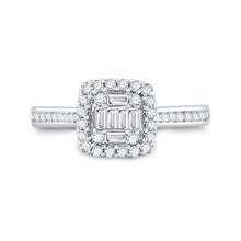 Load image into Gallery viewer, 14kt White Gold Baguette Diamond Splendor Bridal Wedding Engagement Ring 1/2 Cttw - Front View
