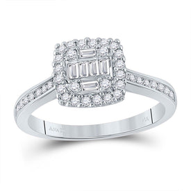 14kt White Gold Baguette Diamond Splendor Bridal Wedding Engagement Ring 1/2 Cttw - Top View