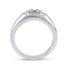 Load image into Gallery viewer, 14kt White Gold Baguette Diamond Square Cluster Men's Ring - 1 Cttw - Splendid Jewellery