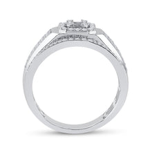 Load image into Gallery viewer, 14kt White Gold Baguette Diamond Square Cluster Men&#39;s Ring - 1 Cttw - Second Side View