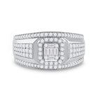 14kt White Gold Baguette Diamond Square Cluster Men's Ring - 1 Cttw - Splendid Jewellery