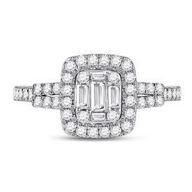 14kt White Gold Baguette Diamond Square Cluster Ring - 3/4 Cttw | Splendid Jewellery - Splendid Jewellery
