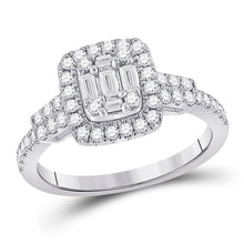 Load image into Gallery viewer, 14kt White Gold Baguette Diamond Square Cluster Ring - 3/4 Cttw - Top View