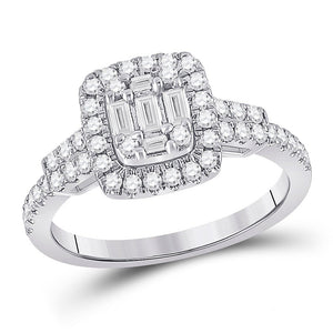 14kt White Gold Baguette Diamond Square Cluster Ring - 3/4 Cttw | Splendid Jewellery - Splendid Jewellery