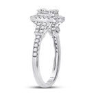 14kt White Gold Baguette Diamond Square Cluster Ring - 3/4 Cttw - Second Side View
