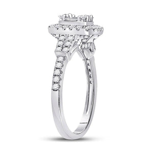 14kt White Gold Baguette Diamond Square Cluster Ring - 3/4 Cttw | Splendid Jewellery - Splendid Jewellery