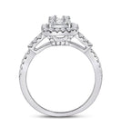 14kt White Gold Baguette Diamond Square Cluster Ring - 3/4 Cttw - Side View