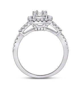 14kt White Gold Baguette Diamond Square Cluster Ring - 3/4 Cttw | Splendid Jewellery - Splendid Jewellery