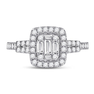 14kt White Gold Baguette Diamond Square Cluster Ring - 3/4 Cttw | Splendid Jewellery - Splendid Jewellery