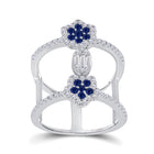 14kt White Gold Blue Sapphire and Diamond Negative Space Fashion Ring - Splendid Jewellery - Splendid Jewellery