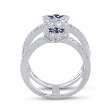 Load image into Gallery viewer, 14kt White Gold Blue Sapphire and Diamond Negative Space Fashion Ring - Splendid Jewellery - Second Side View