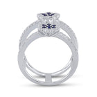 14kt White Gold Blue Sapphire and Diamond Negative Space Fashion Ring - Splendid Jewellery - Second Side View