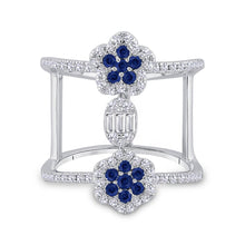 Load image into Gallery viewer, 14kt White Gold Blue Sapphire and Diamond Negative Space Fashion Ring - Splendid Jewellery - Front View