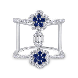 14kt White Gold Blue Sapphire and Diamond Negative Space Fashion Ring - Splendid Jewellery - Splendid Jewellery