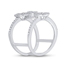 Load image into Gallery viewer, 14kt White Gold Blue Sapphire and Diamond Negative Space Fashion Ring - Splendid Jewellery - Side View