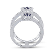 Load image into Gallery viewer, 14kt White Gold Blue Sapphire and Diamond Negative Space Fashion Ring - Splendid Jewellery - Splendid Jewellery